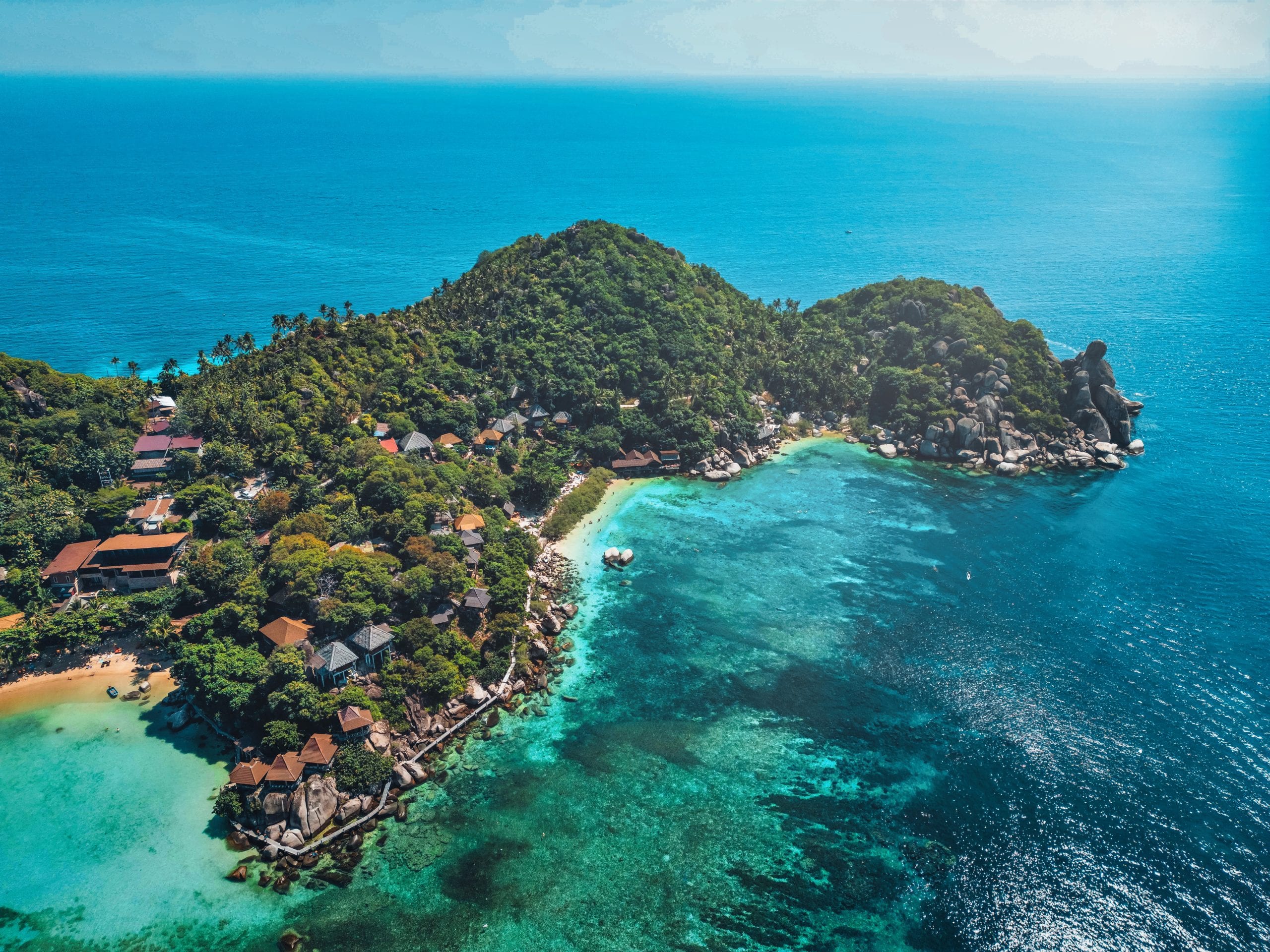 An island headland in the Gulf of Thailand seen from the air